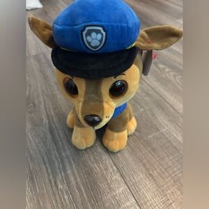 Ty Beanie Boos Paw Patrol CHASE the Dog 7" Beanbag Plush Toy Police Glitter Eyes